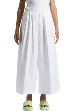 PESERICO SIGN Femme, Pantalons, Blanc, Taille: 32 FR Pantalon en satin de coton stretch