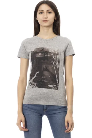Trussardi Femme, Tops, Gris, Taille: 40 FR T-shirt Manches Courtes Col Rond