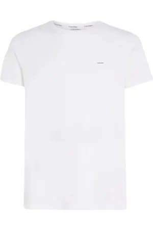 Calvin Klein Homme, Tops, Blanc, Taille: L T-shirt blanc avec logo Plaque