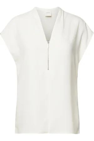 Calvin Klein Femme, Blouses et Chemises, Blanc, Taille: 36 FR Blouse Georgette Zip Élégante Moderne