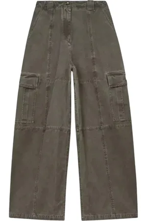 Kenzo Femme, Pantalons, Gris, Taille: 38 FR Pantalon cargo en toile beige-gris
