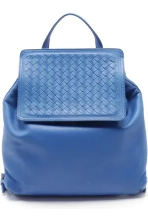 Bottega Veneta Homme, Pre-owned, Bleu, Taille: ONE Size Pre-owned Cuir sacs-dos