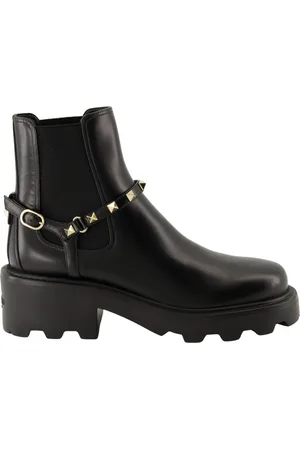 VALENTINO GARAVANI Femme, Chaussures, Noir, Taille: 39 EU Bottines Rockstud en cuir