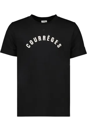 Courrèges Homme, Tops, Noir, Taille: L T-shirt en coton avec logo imprimé