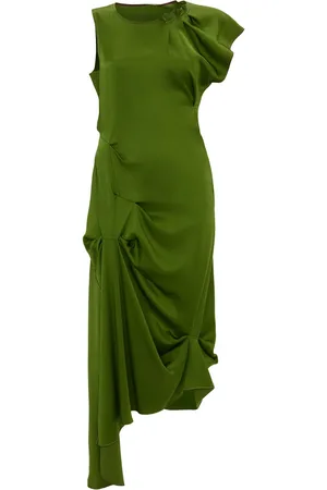 Victoria Beckham Femme, Robes, Vert, Taille: 36 FR Robe Midi Asymétrique Verte avec Drapés
