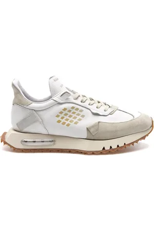 BE POSITIVE Homme, Chaussures, Blanc, Taille: 45 EU Baskets en Cuir Blanc Space Race