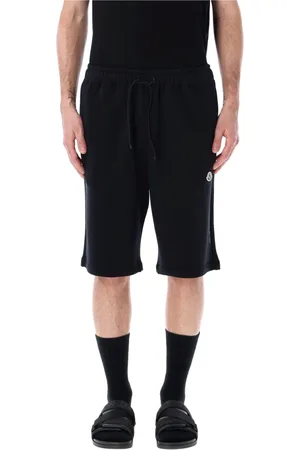 Moncler Homme, Shorts, Noir, Taille: L Shorts en Coton Noir avec Logo Brodé