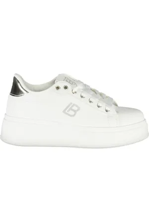 Laura Biagiotti Femme, Chaussures, Blanc, Taille: 39 EU Baskets Scintillantes avec Strass et Talon Compensé
