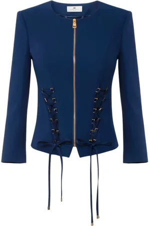 Elisabetta Franchi Femme, Vestes, Bleu, Taille: 46 FR Chemisier Élégant avec Design Unique