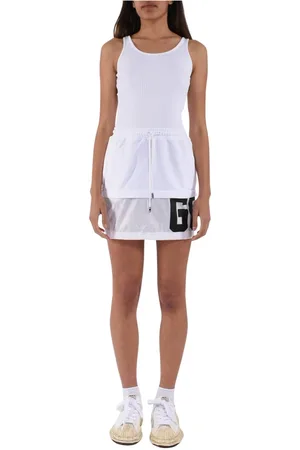 GCDS Femme, Robes, Blanc, Taille: 36 FR Mini Robe en Nylon Style Côtelé