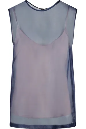 P.A.R.O.S.H. Femme, Tops, Multicolore, Taille: 42 FR Haut en Soie sans Manches avec Col Rond