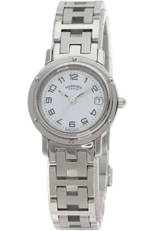 Hermès Femme, Pre-owned, Blanc, Taille: ONE Size Pre-owned Acier inoxydable montres