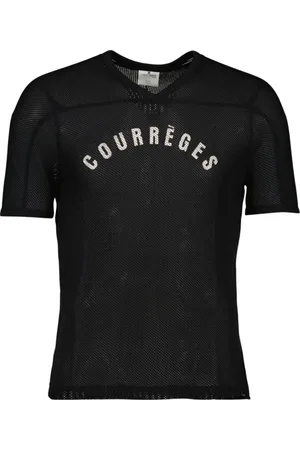 Courrèges Homme, Tops, Noir, Taille: S T-shirt Baseball en mesh avec logo imprimé