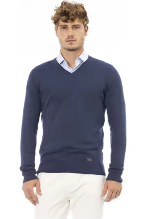 BALDININI Homme, Pulls, Bleu, Taille: 3XL Tricot col en V intemporel