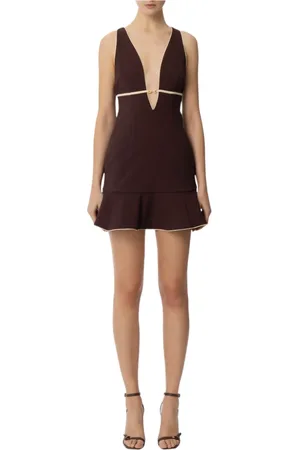 Elisabetta Franchi Femme, Robes, Brun, Taille: 36 FR Robe Élégante en 96% Polyester 4% Élasthanne