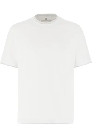 Brunello Cucinelli Homme, Tops, Blanc, Taille: S T-shirt Casual en Coton pour Homme