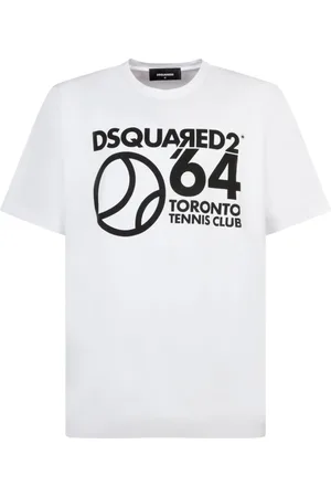 Dsquared2 Homme, Tops, Blanc, Taille: 2XL Tennis Club T-Shirt Blanc Coton Lettrage