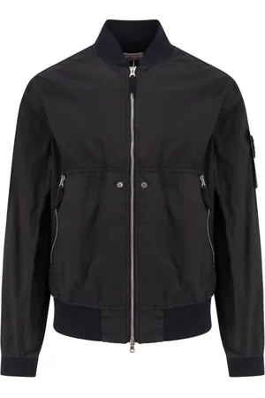 Stone Island Homme, Vestes, Bleu, Taille: M Veste Bleue à Fermeture Éclair et Bordures Côtelées