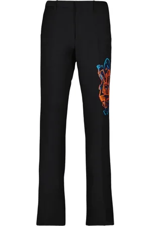 OFF-WHITE Homme, Pantalons, Noir, Taille: L Pantalon Coupe Droite avec Imprimé Graf