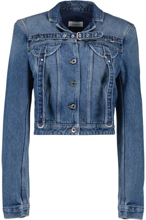 OFF-WHITE Femme, Vestes, Bleu, Taille: 38 FR Veste cargo en denim avec col classique