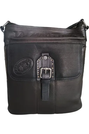 La Martina Homme, Sacs, Noir, Taille: ONE Size Sac Bandoulière Homme Noir avec Poche Extérieure