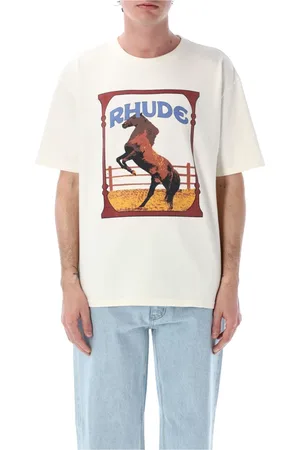 Rhude Homme, Tops, , Taille: M T-shirt blanc vintage avec graphiques uniques