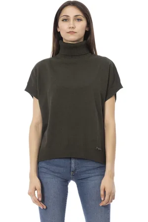 BALDININI Femme, Pulls, Vert, Taille: 38 FR Pull Tendance - Manches Courtes - Côtelé