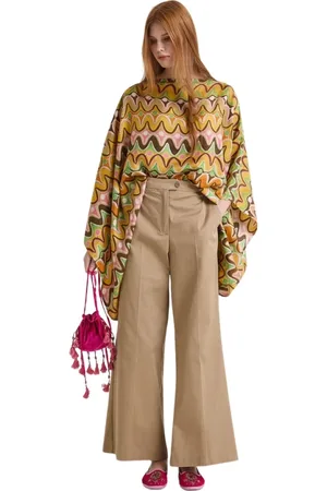 Maliparmi Femme, Pantalons, , Taille: 42 FR Pantalon en Gabardine Café Crème
