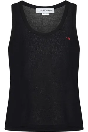 Victoria Beckham Femme, Tops, Noir, Taille: 38 FR Débardeur Noir avec Broderie Rouge
