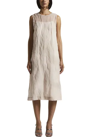 PESERICO SIGN Femme, Robes, Rose, Taille: 38 FR Robe midi en organza froissé léger