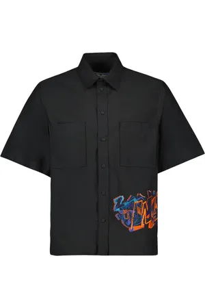 OFF-WHITE Homme, Chemises, Noir, Taille: L Chemise classique en coton à manches courtes