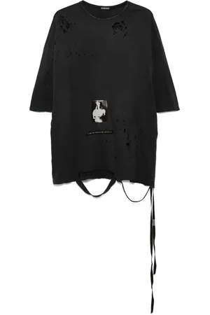 ANN DEMEULEMEESTER Homme, Tops, Noir, Taille: L Noir Épaules Tombantes Manches Longues Usé