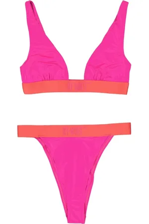 OFF-WHITE Femme, Maillots de bain, Rose, Taille: 38 FR Bikini triangle Taille haute Design bicolore