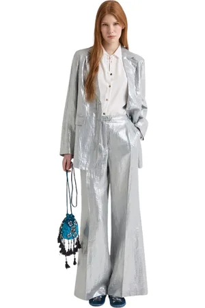 Maliparmi Femme, Pantalons, Gris, Taille: 36 FR Pantalon Lin Style Exclusif