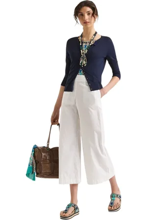Maliparmi Femme, Pantalons, Blanc, Taille: 40 FR Pantalon en Coton Blanc Naturel