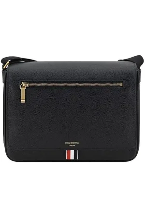 Thom Browne Homme, Sacs, Noir, Taille: ONE Size Sac à bandoulière en cuir avec monogramme