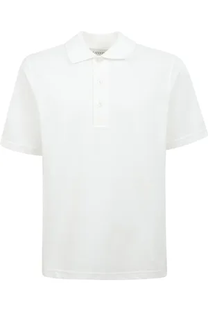Lanvin Homme, Tops, Blanc, Taille: M Polo en Coton à Manches Courtes