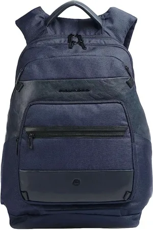 Piquadro Femme, Sacs, Bleu, Taille: ONE Size Sac à dos bleu unisexe pour ordinateur portable avec poches avant