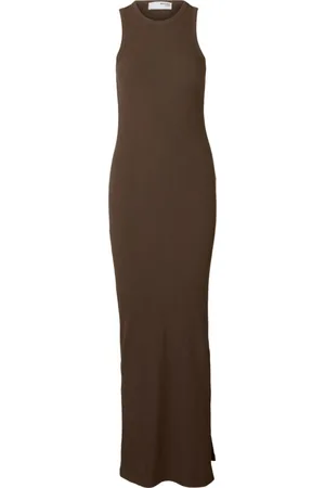 SELECTED Femme, Robes, Brun, Taille: 42 FR Robe Maxi Sans Manches en Tricot