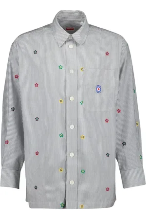 Kenzo Homme, Chemises, Gris, Taille: S Chemise à Rayures Oversize avec Col Classique