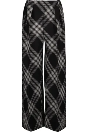 Burberry Femme, Pantalons, Noir, Taille: 36 FR Pantalon en Laine à Carreaux Vintage
