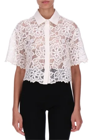 ERMANNO SCERVINO Femme, Blouses et Chemises, Blanc, Taille: 36 FR Chemise Crop en Dentelle Ecru