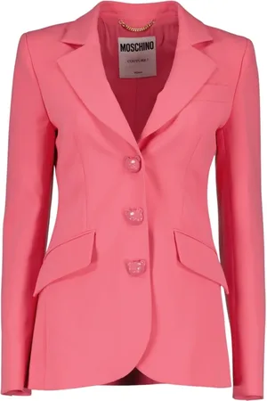 Moschino Femme, Vestes, Rose, Taille: 36 FR Veste Blazer Classique avec Boutons Teddy