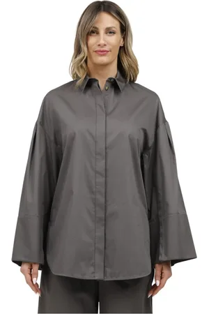 Max Mara Femme, Blouses et Chemises, Brun, Taille: 38 FR Chemise oversize en satin de coton pur