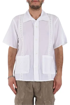 Aspesi Homme, Chemises, Blanc, Taille: L Chemise en Chambray Coton avec Col Bowling