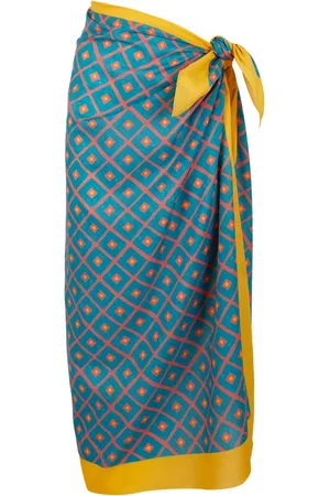 Gallo Femme, Maillots de bain, Multicolore, Taille: ONE Size Pareo en coton bleu clair pour femmes avec motif argyle