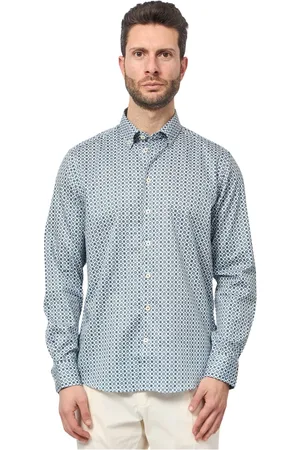 Bugatti Homme, Chemises, Bleu, Taille: 4XL Chemise bleue imprimée à manches longues
