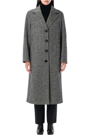 Dolce & Gabbana Femme, Manteaux, Noir, Taille: 38 FR Manteau en Laine Melange Herringbone Noir