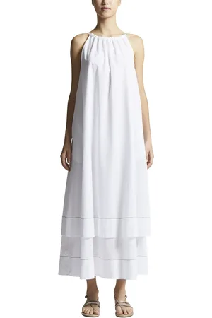PESERICO SIGN Femme, Robes, Blanc, Taille: 34 FR Robe longue en voile de coton pur