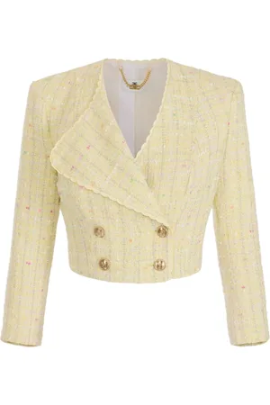 Elisabetta Franchi Femme, Vestes, Jaune, Taille: 42 FR Mélange élégant de coton, polyester et plus